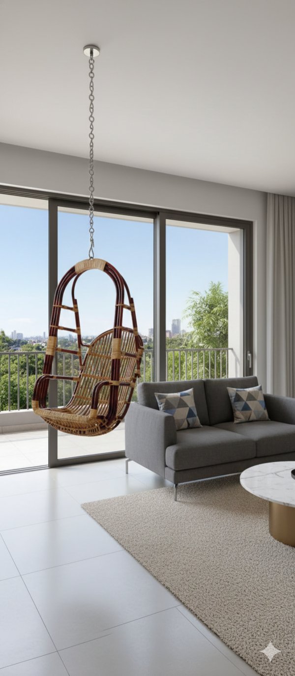 Cane Wheel Swing Chair